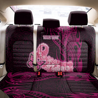 Custom Polynesia Breast Cancer Back Car Seat Cover Butterfly and Flowers Ribbon Maori Tattoo Ethnic Black Style LT03 - Polynesian Pride