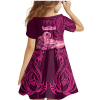 Polynesia Breast Cancer Family Matching Mermaid Dress and Hawaiian Shirt Butterfly and Flowers Ribbon Maori Tattoo Ethnic Pink Style LT03 - Polynesian Pride