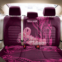 Custom Polynesia Breast Cancer Back Car Seat Cover Butterfly and Flowers Ribbon Maori Tattoo Ethnic Pink Style LT03 - Polynesian Pride