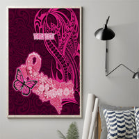Custom Polynesia Breast Cancer Canvas Wall Art Butterfly and Flowers Ribbon Maori Tattoo Ethnic Pink Style LT03 - Polynesian Pride