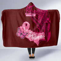 Polynesia Breast Cancer Hooded Blanket Butterfly and Flowers Ribbon Maori Tattoo Ethnic Red Style LT03 - Polynesian Pride