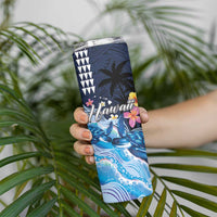 Hawaiian Honu Honi Ihu Skinny Tumbler With Plumeria and Kakau Art Pattern LT03 - Polynesian Pride