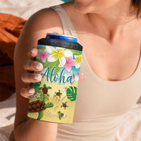 Hawaii Aloha Turtle Family on The Beach with Colorful Tropical Flowers 4 in 1 Can Cooler Tumbler LT03 - Polynesian Pride