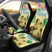 Aloha Turtle Family on The Beach Car Seat Cover with Hawaiian Colorful Plumeria LT03 - Polynesian Pride