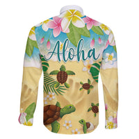 Aloha Turtle Family on The Beach Family Matching Off Shoulder Short Dress and Hawaiian Shirt with Hawaiian Colorful Plumeria LT03 - Polynesian Pride