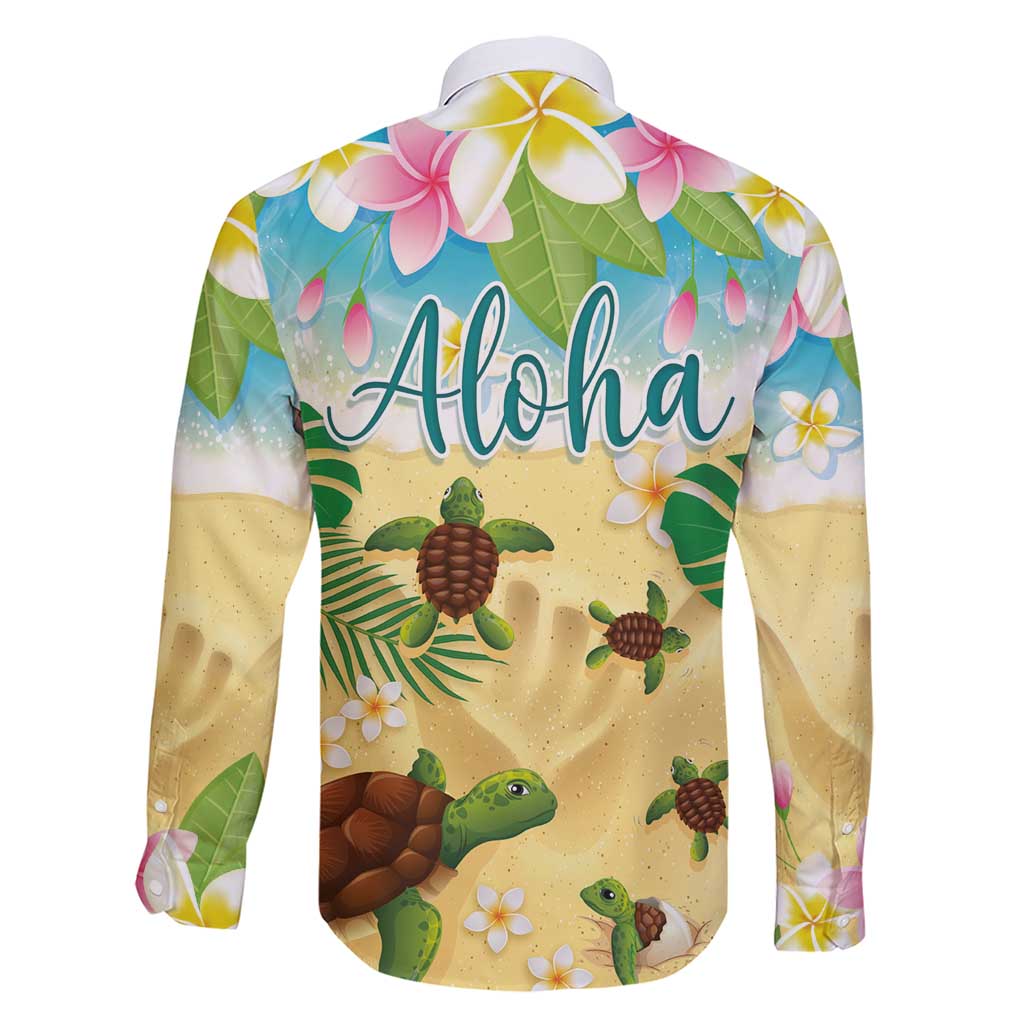 Aloha Turtle Family on The Beach Family Matching Short Sleeve Bodycon Dress and Hawaiian Shirt with Hawaiian Colorful Plumeria LT03 - Polynesian Pride