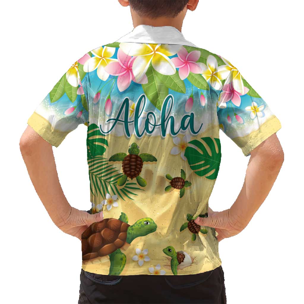 Aloha Turtle Family on The Beach Family Matching Tank Maxi Dress and Hawaiian Shirt with Hawaiian Colorful Plumeria LT03 - Polynesian Pride