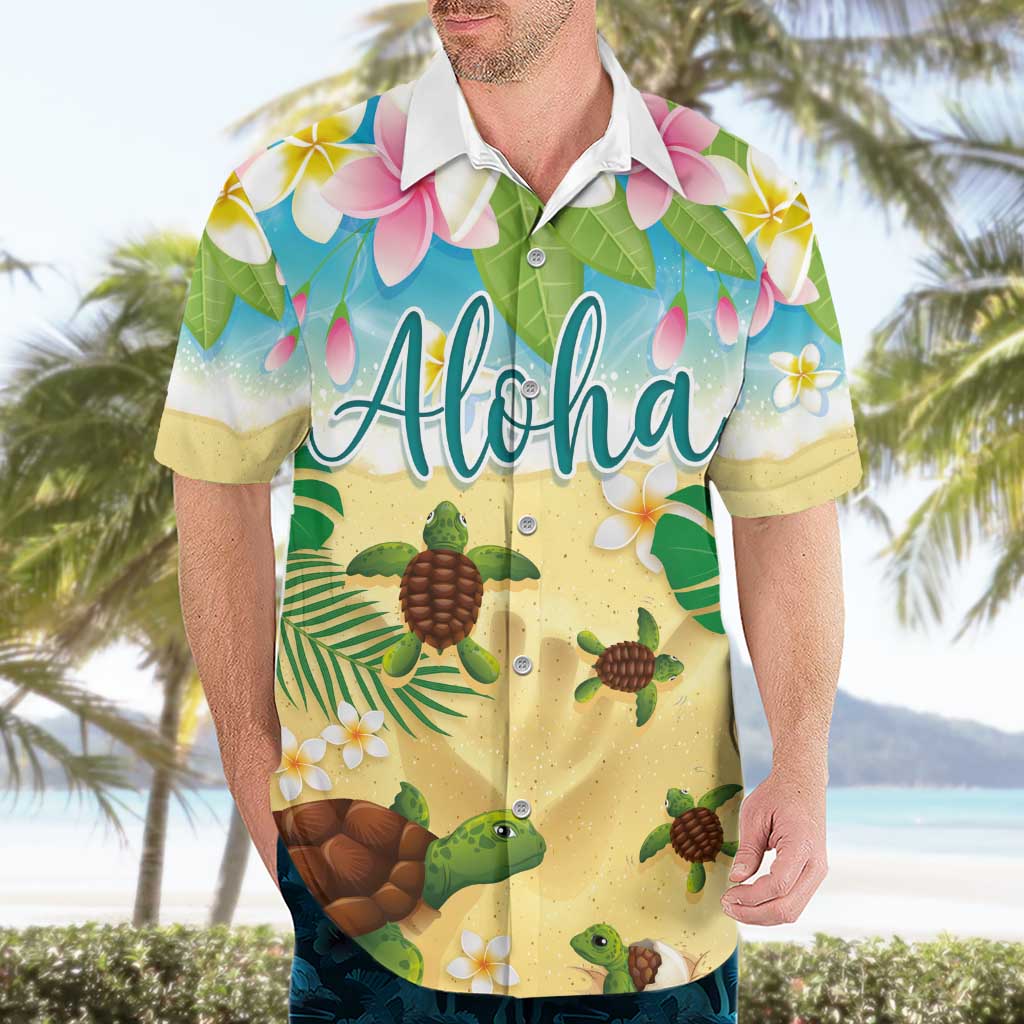 Aloha Turtle Family on The Beach Hawaiian Shirt with Hawaiian Colorful Plumeria LT03 - Polynesian Pride