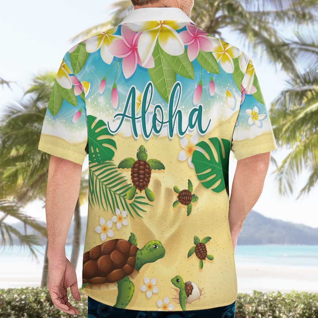 Aloha Turtle Family on The Beach Hawaiian Shirt with Hawaiian Colorful Plumeria LT03 - Polynesian Pride