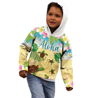 Aloha Turtle Family on The Beach Kid Hoodie with Hawaiian Colorful Plumeria LT03 - Polynesian Pride