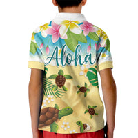 Aloha Turtle Family on The Beach Kid Polo Shirt with Hawaiian Colorful Plumeria LT03 - Polynesian Pride