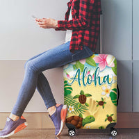 Aloha Turtle Family on The Beach Luggage Cover with Hawaiian Colorful Plumeria LT03 - Polynesian Pride