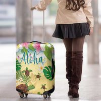 Aloha Turtle Family on The Beach Luggage Cover with Hawaiian Colorful Plumeria LT03 - Polynesian Pride