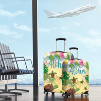 Aloha Turtle Family on The Beach Luggage Cover with Hawaiian Colorful Plumeria LT03 - Polynesian Pride