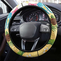Aloha Turtle Family on The Beach Steering Wheel Cover with Hawaiian Colorful Plumeria LT03 - Polynesian Pride