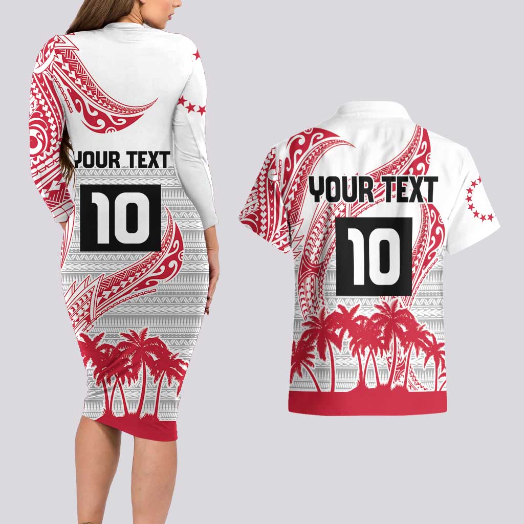 Cook Islands Marathon 2025-Pursuit in Paradise Couples Matching Long Sleeve Bodycon Dress and Hawaiian Shirt Red Color LT03 - Polynesian Pride