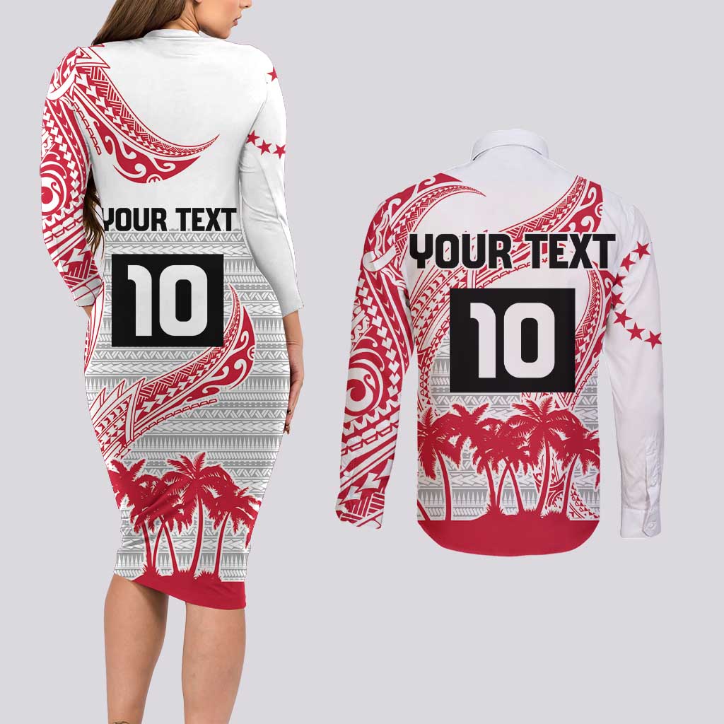 Cook Islands Marathon 2025-Pursuit in Paradise Couples Matching Long Sleeve Bodycon Dress and Long Sleeve Button Shirt Red Color LT03 - Polynesian Pride