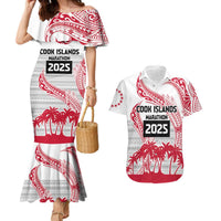 Cook Islands Marathon 2025-Pursuit in Paradise Couples Matching Mermaid Dress and Hawaiian Shirt Red Color LT03 Red - Polynesian Pride