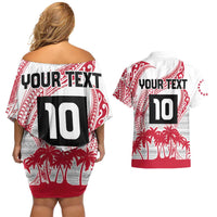 Cook Islands Marathon 2025-Pursuit in Paradise Couples Matching Off Shoulder Short Dress and Hawaiian Shirt Red Color LT03 - Polynesian Pride