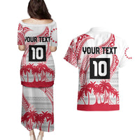 Cook Islands Marathon 2025-Pursuit in Paradise Couples Matching Puletasi and Hawaiian Shirt Red Color LT03 - Polynesian Pride