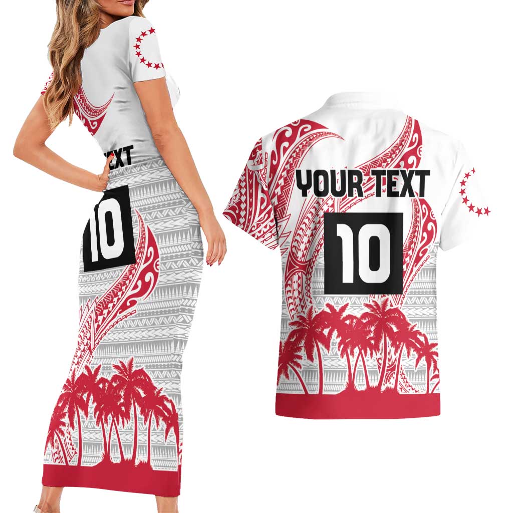 Cook Islands Marathon 2025-Pursuit in Paradise Couples Matching Short Sleeve Bodycon Dress and Hawaiian Shirt Red Color LT03 - Polynesian Pride