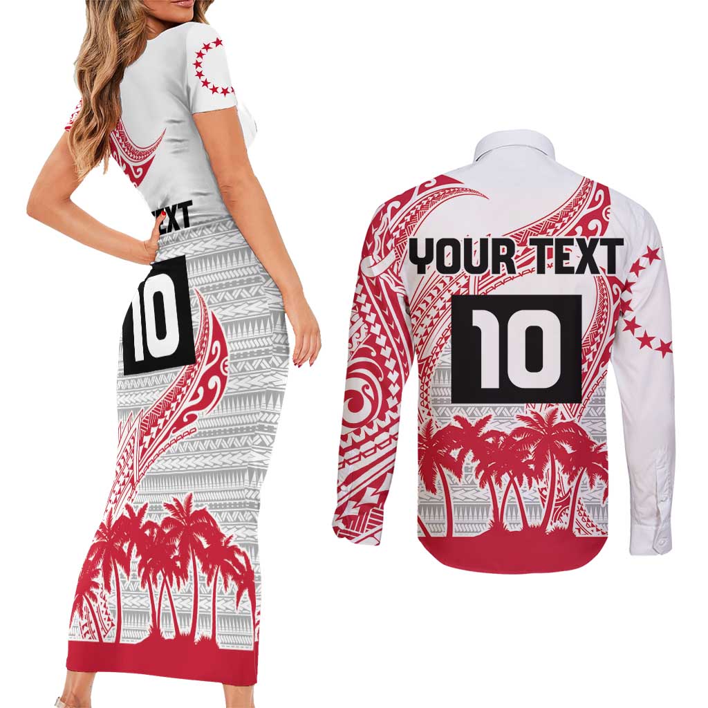 Cook Islands Marathon 2025-Pursuit in Paradise Couples Matching Short Sleeve Bodycon Dress and Long Sleeve Button Shirt Red Color LT03 - Polynesian Pride