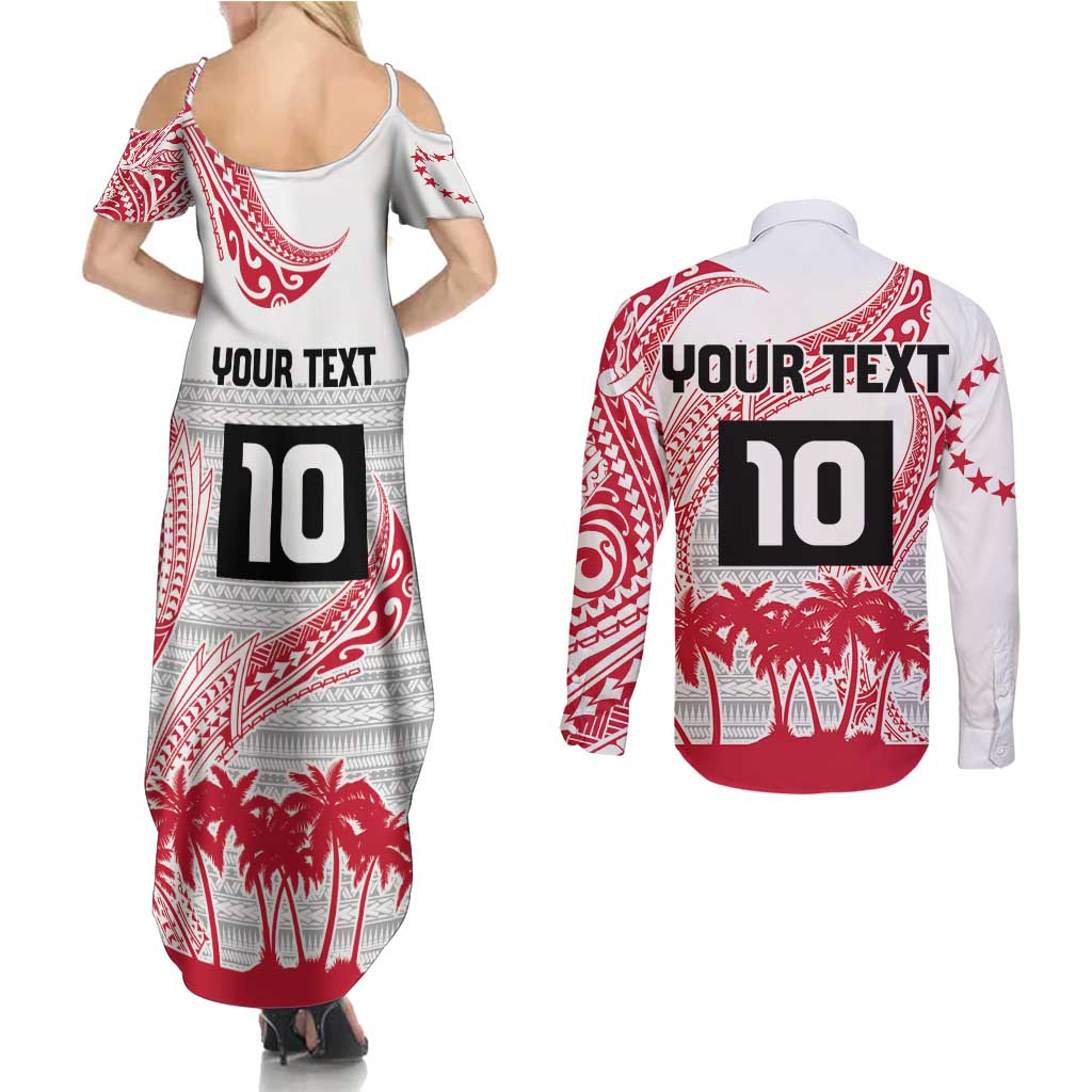 Cook Islands Marathon 2025-Pursuit in Paradise Couples Matching Summer Maxi Dress and Long Sleeve Button Shirt Red Color LT03 - Polynesian Pride