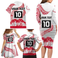 Cook Islands Marathon 2025-Pursuit in Paradise Family Matching Long Sleeve Bodycon Dress and Hawaiian Shirt Red Color LT03 - Polynesian Pride