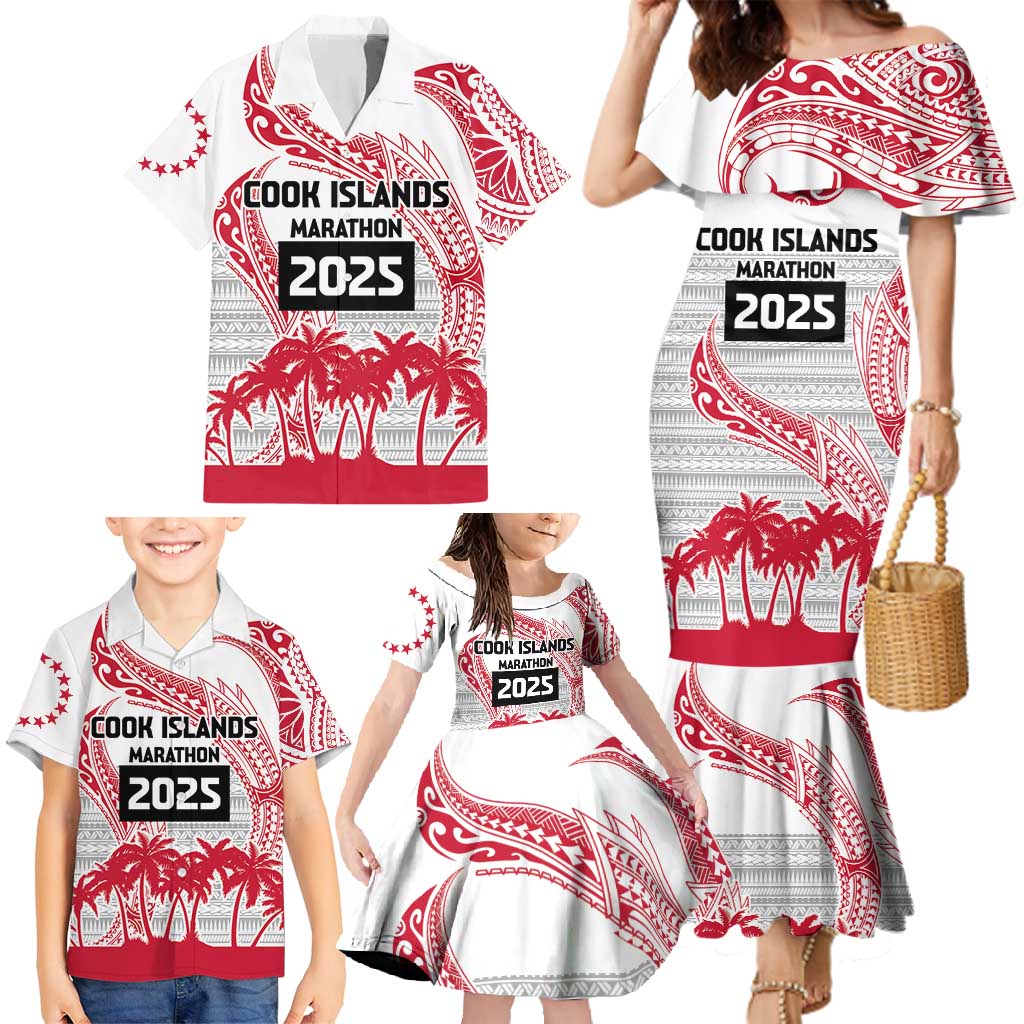 Cook Islands Marathon 2025-Pursuit in Paradise Family Matching Mermaid Dress and Hawaiian Shirt Red Color LT03 - Polynesian Pride