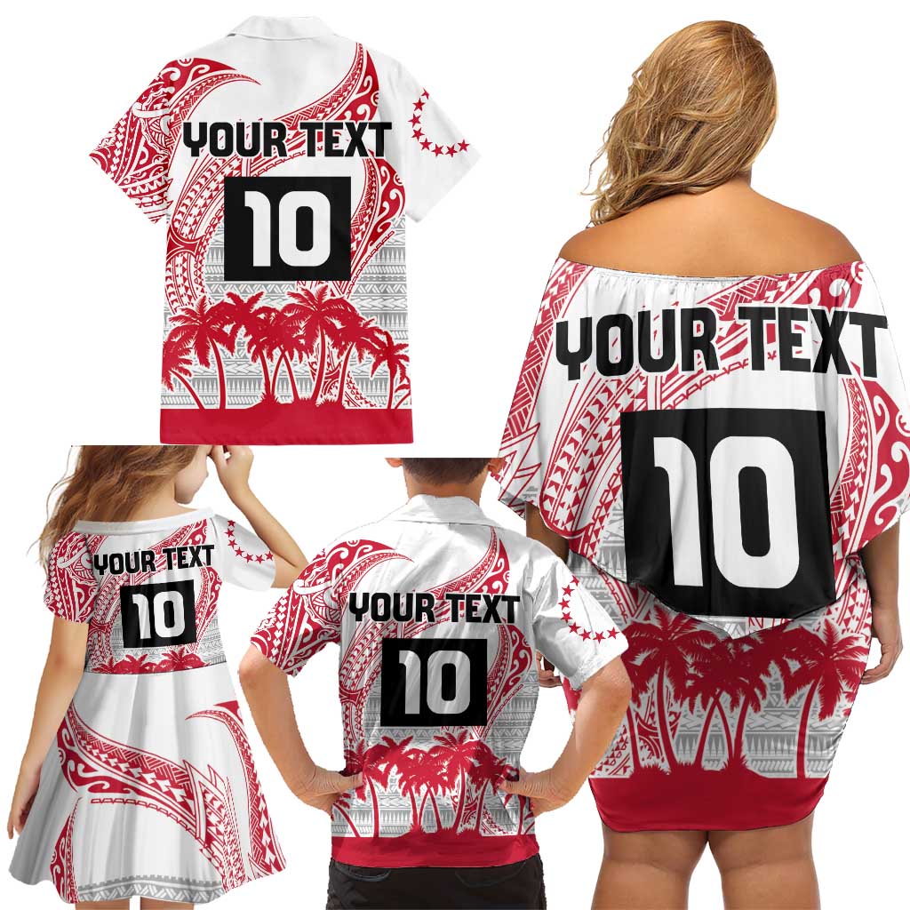 Cook Islands Marathon 2025-Pursuit in Paradise Family Matching Off Shoulder Short Dress and Hawaiian Shirt Red Color LT03 - Polynesian Pride