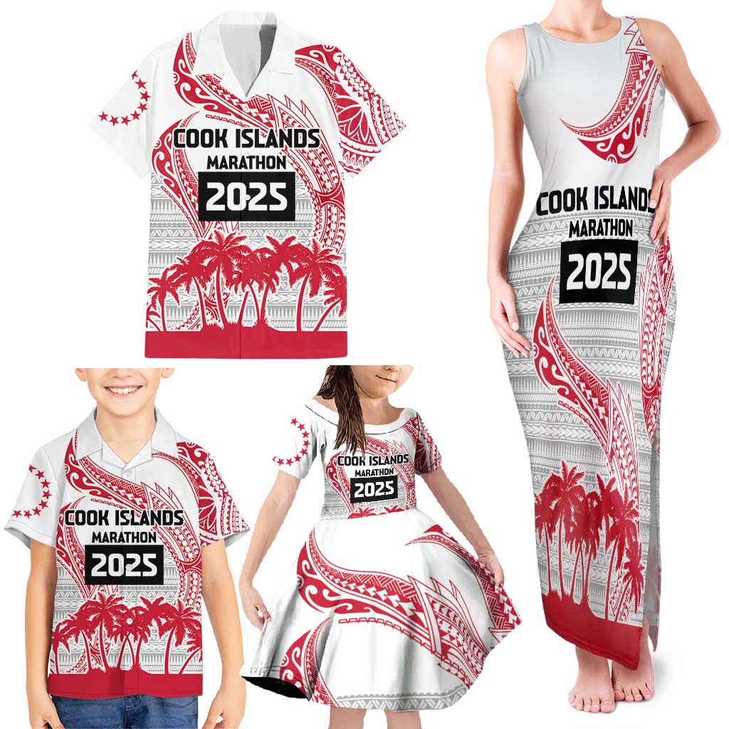 Cook Islands Marathon 2025-Pursuit in Paradise Family Matching Tank Maxi Dress and Hawaiian Shirt Red Color LT03 - Polynesian Pride