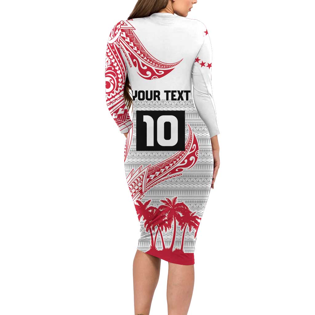 Cook Islands Marathon 2025-Pursuit in Paradise Long Sleeve Bodycon Dress Red Color LT03 - Polynesian Pride