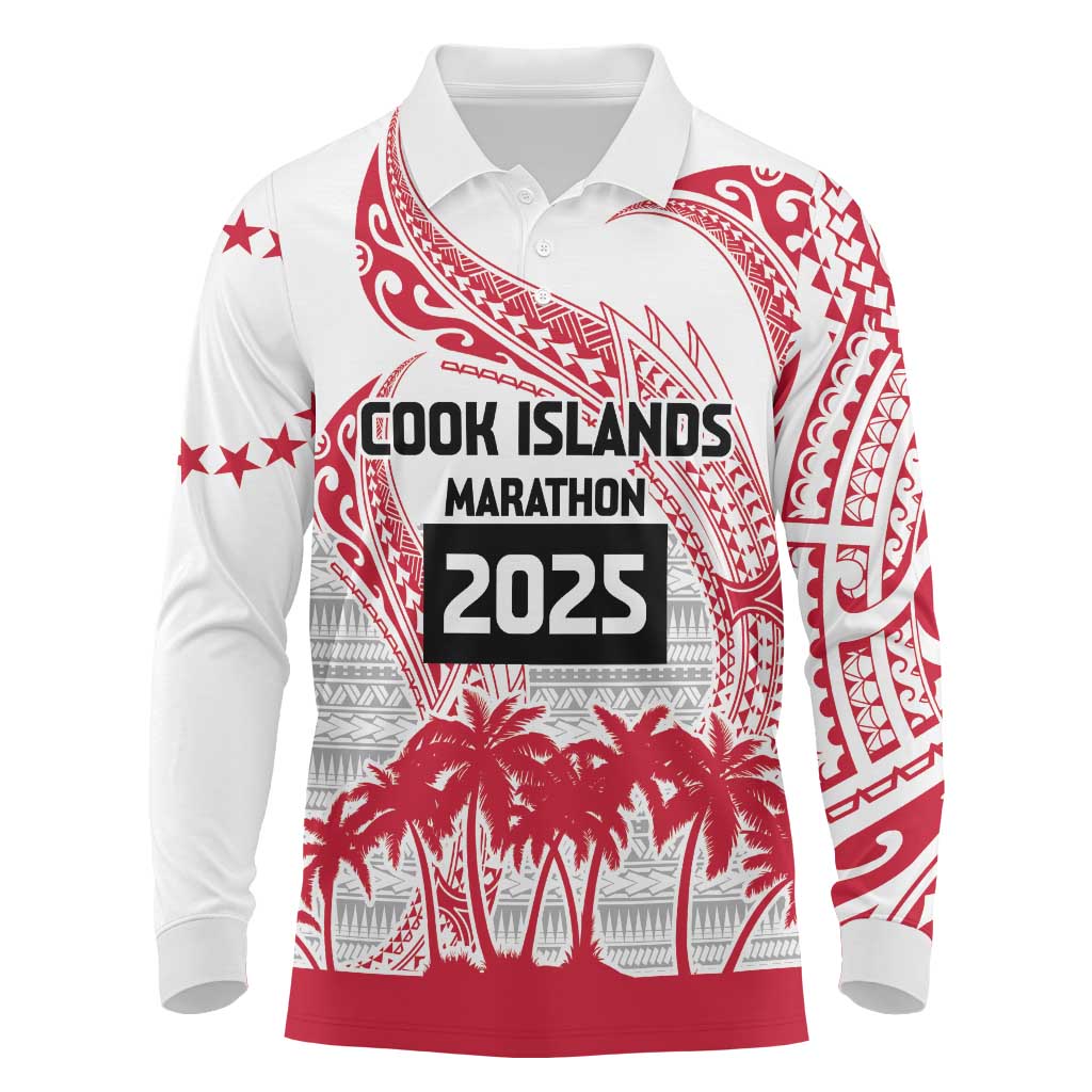 Cook Islands Marathon 2025-Pursuit in Paradise Long Sleeve Polo Shirt Red Color LT03 Red - Polynesian Pride