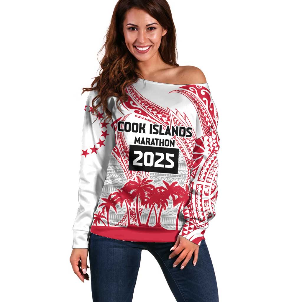 Cook Islands Marathon 2025-Pursuit in Paradise Off Shoulder Sweater Red Color LT03 Women Red - Polynesian Pride