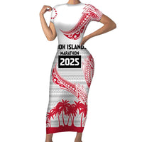 Cook Islands Marathon 2025-Pursuit in Paradise Short Sleeve Bodycon Dress Red Color LT03 Long Dress Red - Polynesian Pride