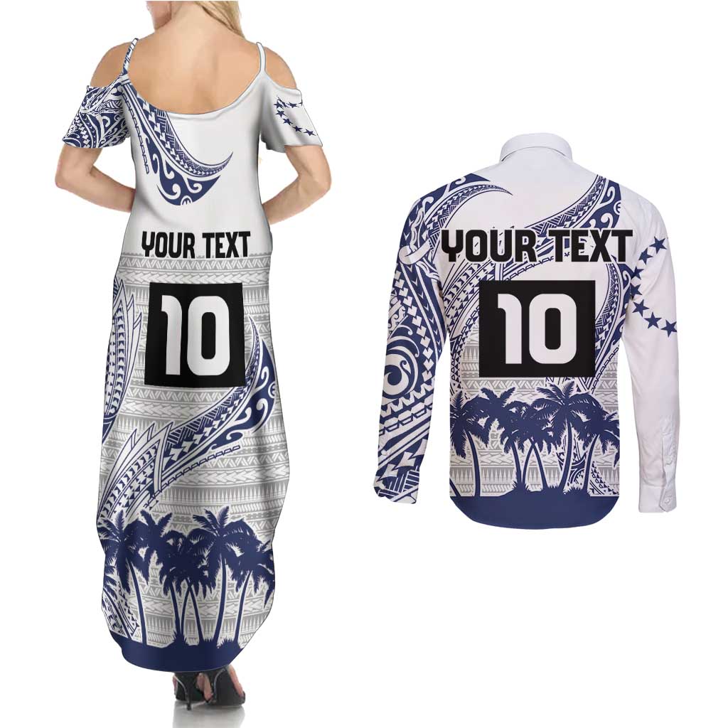 Cook Islands Marathon 2025-Pursuit in Paradise Couples Matching Summer Maxi Dress and Long Sleeve Button Shirt Blue Color LT03 - Polynesian Pride