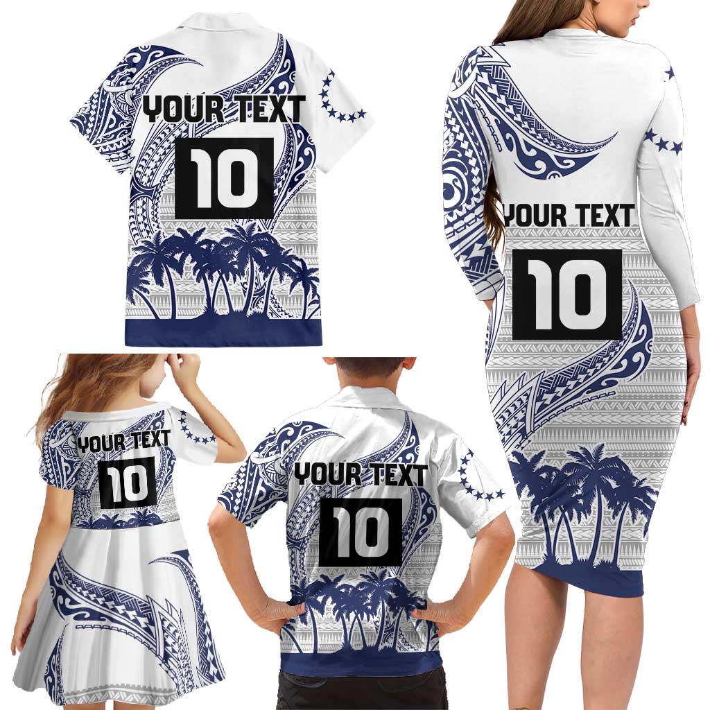 Cook Islands Marathon 2025-Pursuit in Paradise Family Matching Long Sleeve Bodycon Dress and Hawaiian Shirt Blue Color LT03 - Polynesian Pride