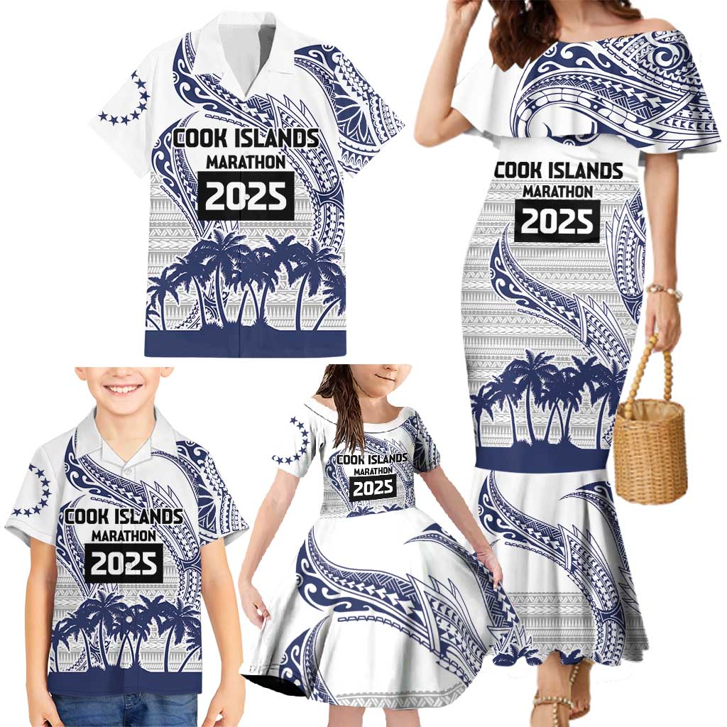 Cook Islands Marathon 2025-Pursuit in Paradise Family Matching Mermaid Dress and Hawaiian Shirt Blue Color LT03 - Polynesian Pride