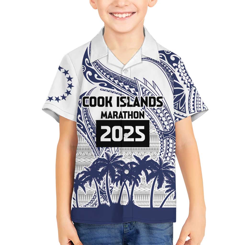Cook Islands Marathon 2025-Pursuit in Paradise Family Matching Off Shoulder Short Dress and Hawaiian Shirt Blue Color LT03 Son's Shirt Blue - Polynesian Pride