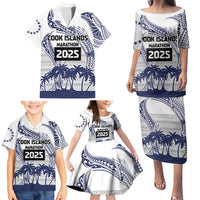 Cook Islands Marathon 2025-Pursuit in Paradise Family Matching Puletasi and Hawaiian Shirt Blue Color LT03 - Polynesian Pride