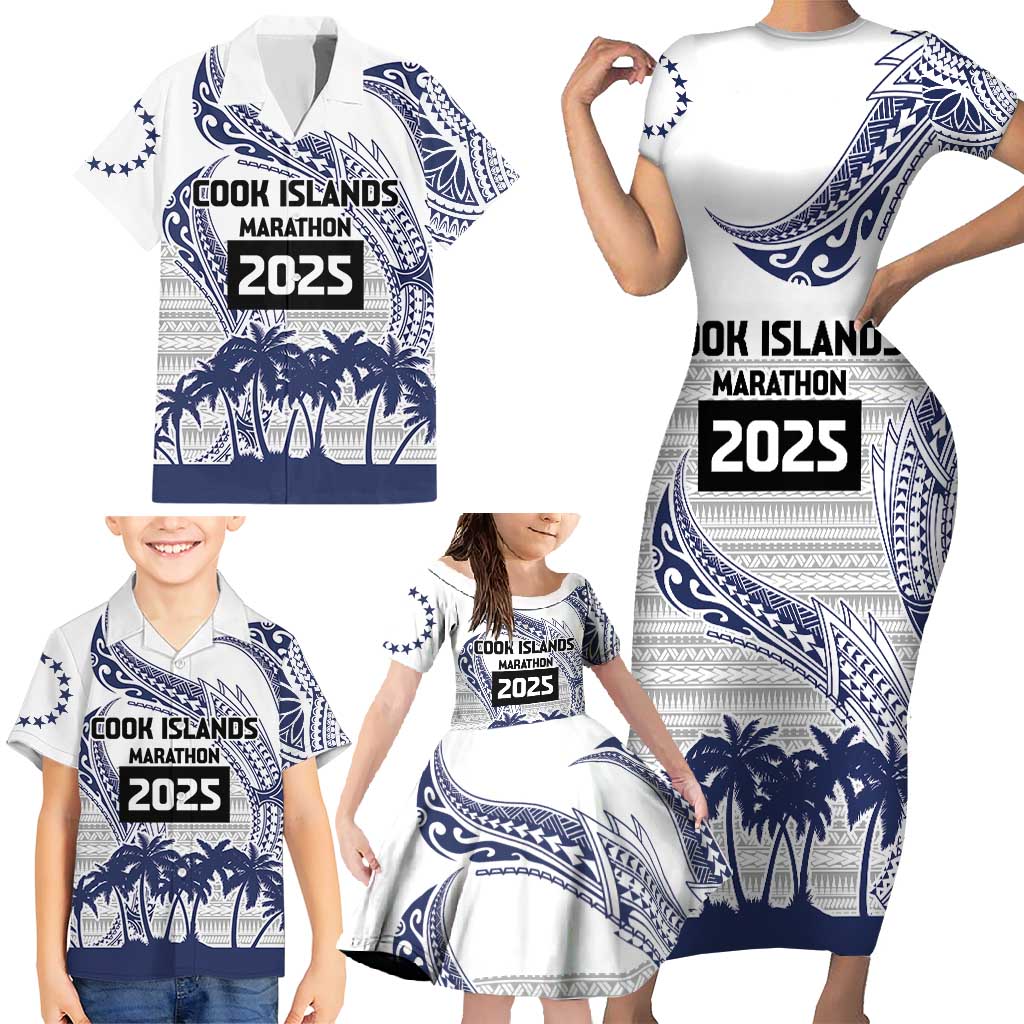 Cook Islands Marathon 2025-Pursuit in Paradise Family Matching Short Sleeve Bodycon Dress and Hawaiian Shirt Blue Color LT03 - Polynesian Pride
