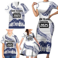 Cook Islands Marathon 2025-Pursuit in Paradise Family Matching Short Sleeve Bodycon Dress and Hawaiian Shirt Blue Color LT03 - Polynesian Pride