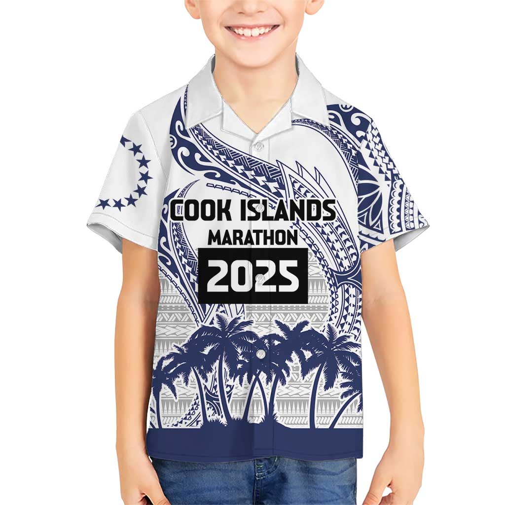 Cook Islands Marathon 2025-Pursuit in Paradise Family Matching Short Sleeve Bodycon Dress and Hawaiian Shirt Blue Color LT03 Son's Shirt Blue - Polynesian Pride