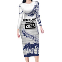 Cook Islands Marathon 2025-Pursuit in Paradise Long Sleeve Bodycon Dress Blue Color LT03 Long Dress Blue - Polynesian Pride