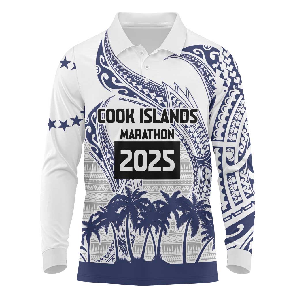 Cook Islands Marathon 2025-Pursuit in Paradise Long Sleeve Polo Shirt Blue Color LT03 Blue - Polynesian Pride