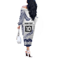 Cook Islands Marathon 2025-Pursuit in Paradise Off The Shoulder Long Sleeve Dress Blue Color LT03 - Polynesian Pride