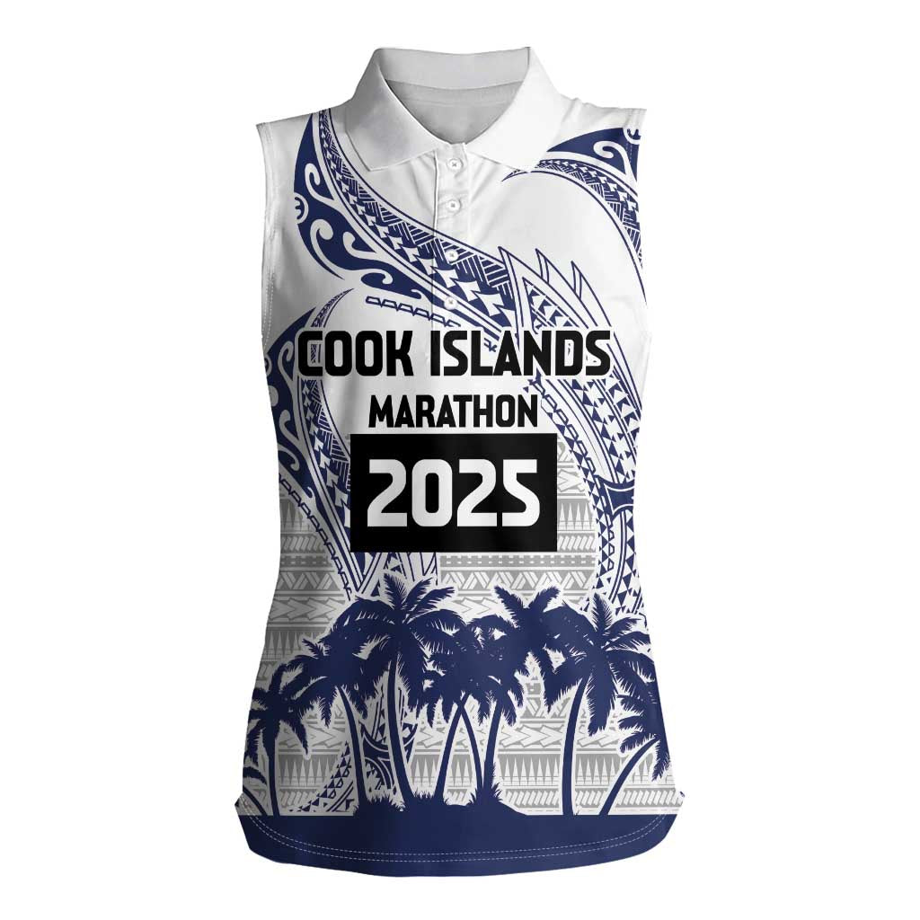 Cook Islands Marathon 2025-Pursuit in Paradise Women Sleeveless Polo Shirt Blue Color LT03 Female Blue - Polynesian Pride