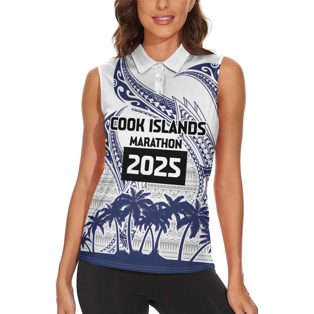 Cook Islands Marathon 2025-Pursuit in Paradise Women Sleeveless Polo Shirt Blue Color LT03 - Polynesian Pride
