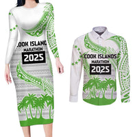 Cook Islands Marathon 2025-Pursuit in Paradise Couples Matching Long Sleeve Bodycon Dress and Long Sleeve Button Shirt Green Color LT03 Green - Polynesian Pride