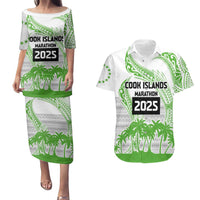 Cook Islands Marathon 2025-Pursuit in Paradise Couples Matching Puletasi and Hawaiian Shirt Green Color LT03 Green - Polynesian Pride